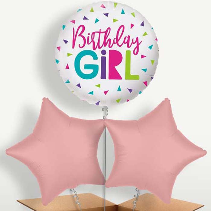 Birthday Girl Confetti Bunch of Balloons inflated with Helium | Party Save Smile
