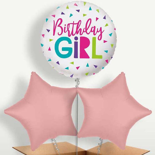 Birthday Girl Confetti Bunch of Balloons inflated with Helium | Party Save Smile