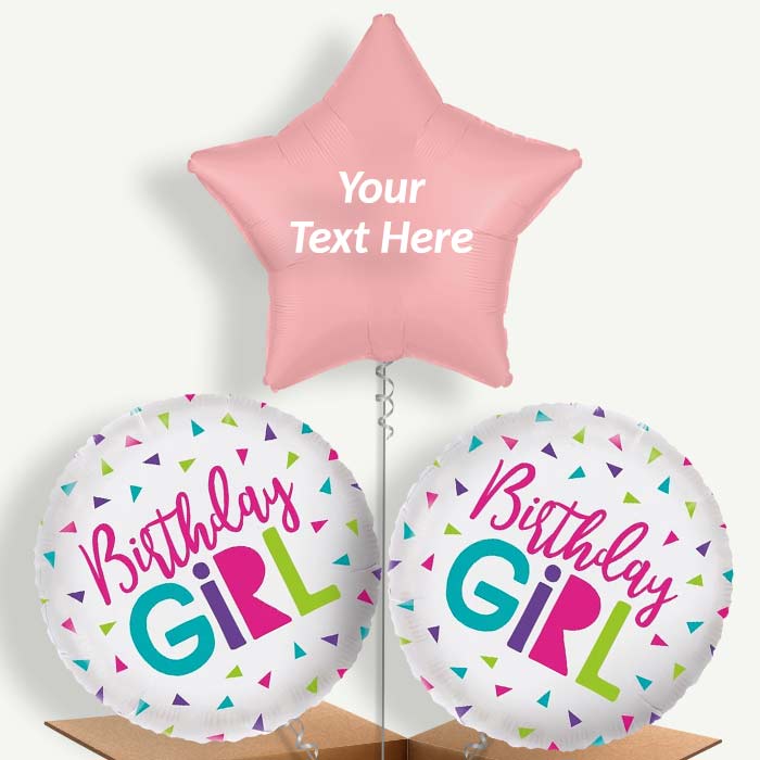 Personalisable Birthday Girl Confetti Helium Balloons | Party Save Smile