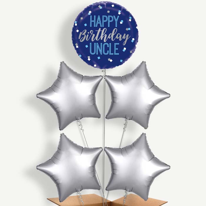 Happy Birthday Uncle Blue Helium Cluster Balloons | Party Save Smile