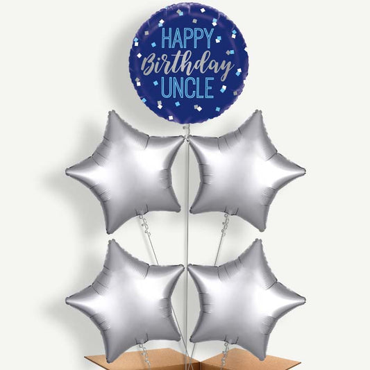 Happy Birthday Uncle Blue Helium Cluster Balloons | Party Save Smile
