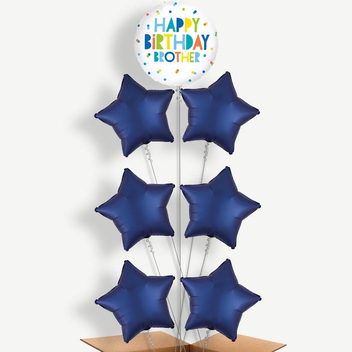 Happy Birthday Brother Polka Dots Helium Balloon Arrangement | Party Save Smile