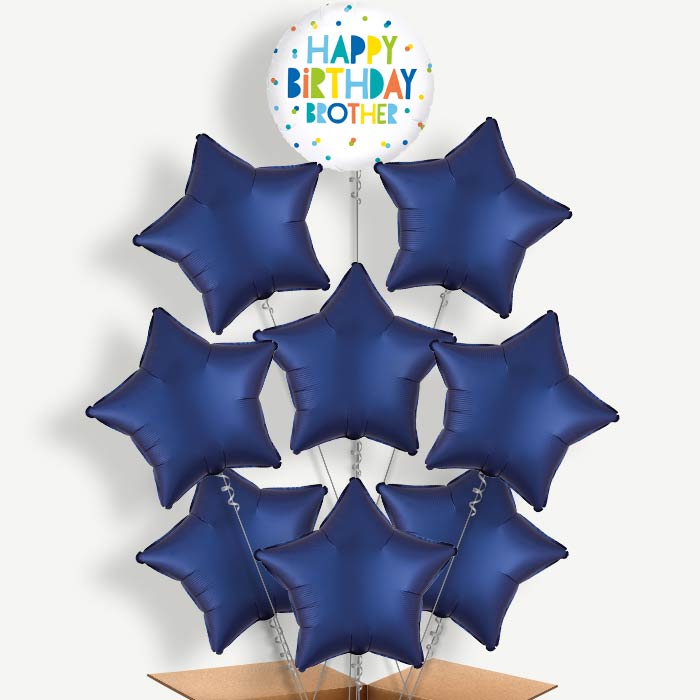 Happy Birthday Brother Polka Dots Helium Balloon Bundle | Party Save Smile