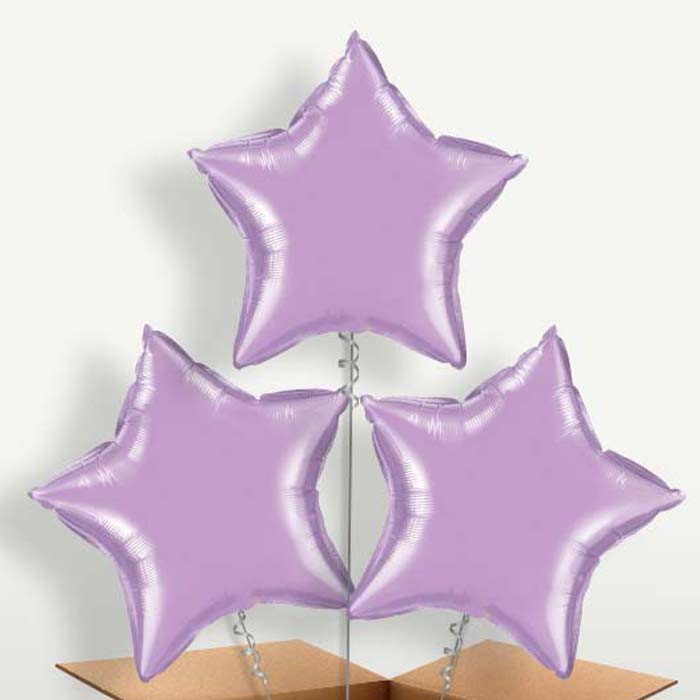 Lavender Star Balloon Bunches inflated with Helium | Party Save Smile