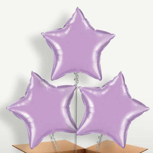 Lavender Star Balloon Bunches inflated with Helium | Party Save Smile