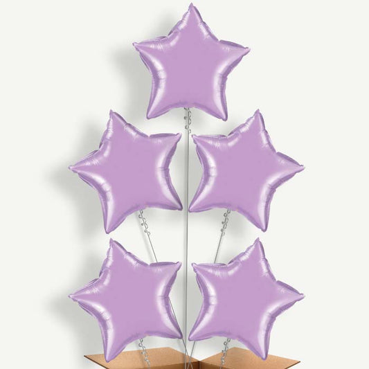 Lavender Star Balloon Clusters Inflated with Helium | Party Save Smile