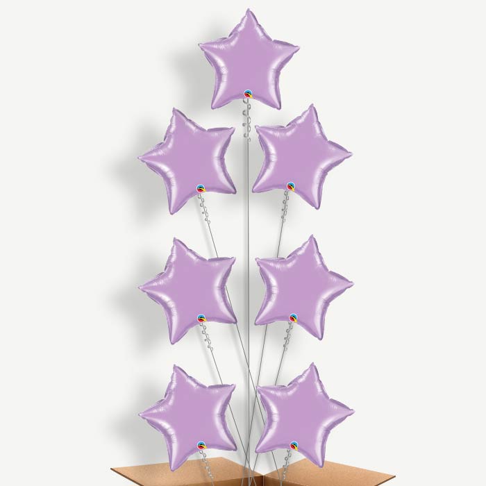 Lavender Star Balloon Arrangement Inflated with Helium | Party Save Smile