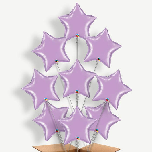 Lavender Star Balloon Bundle Inflated with Helium | Party Save Smile