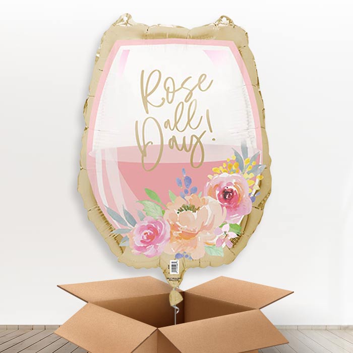 Rose All Day Wine Glass Giant Helium Balloon in a Box | Giant Balloon | Party Save Smile