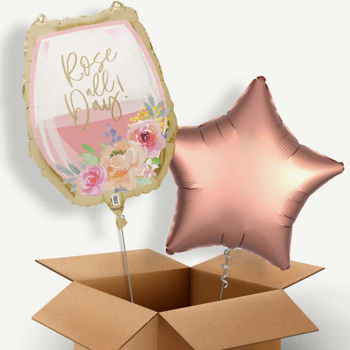 Rose All Day Wine Glass Helium Balloon Two | Party Save Smile