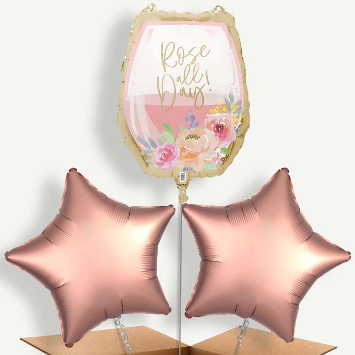 Rose All Day Wine Glass Bunch of Balloons (Trio) | Party Save Smile