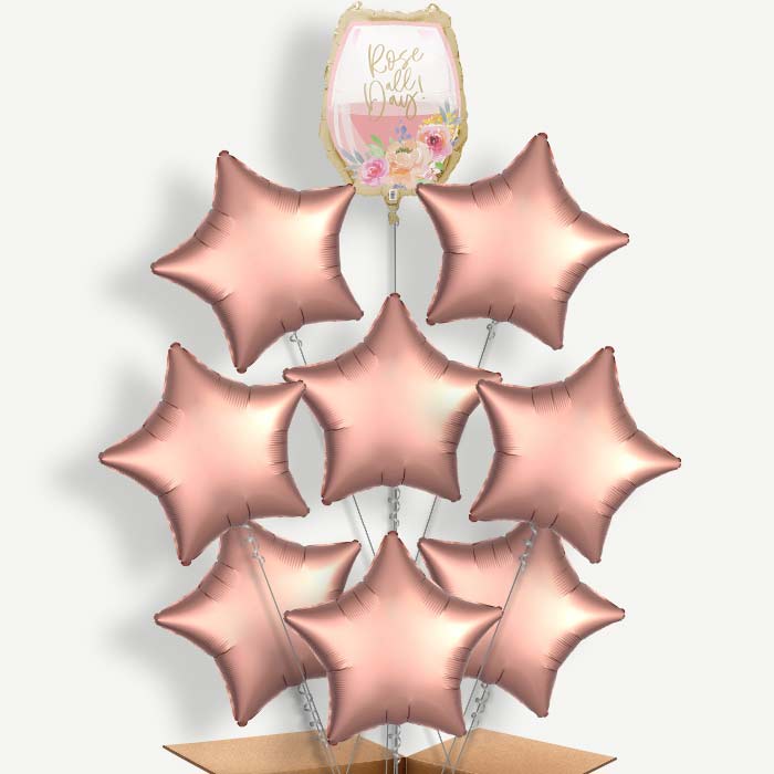 Rose All Day Wine Glass 9 Helium Balloon Bundle | Party Save Smile
