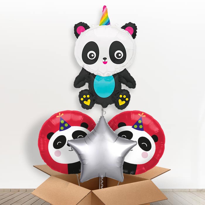 Pandacorn Giant Helium Balloon in a Box | Giant Balloon + 2 Themed Balloons + 1 Plain Balloon | Party Save Smile