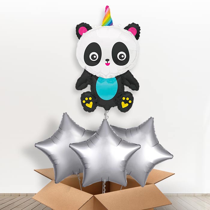 Pandacorn Giant Helium Balloon in a Box | Giant Balloon + 3 Plain Balloons | Party Save Smile