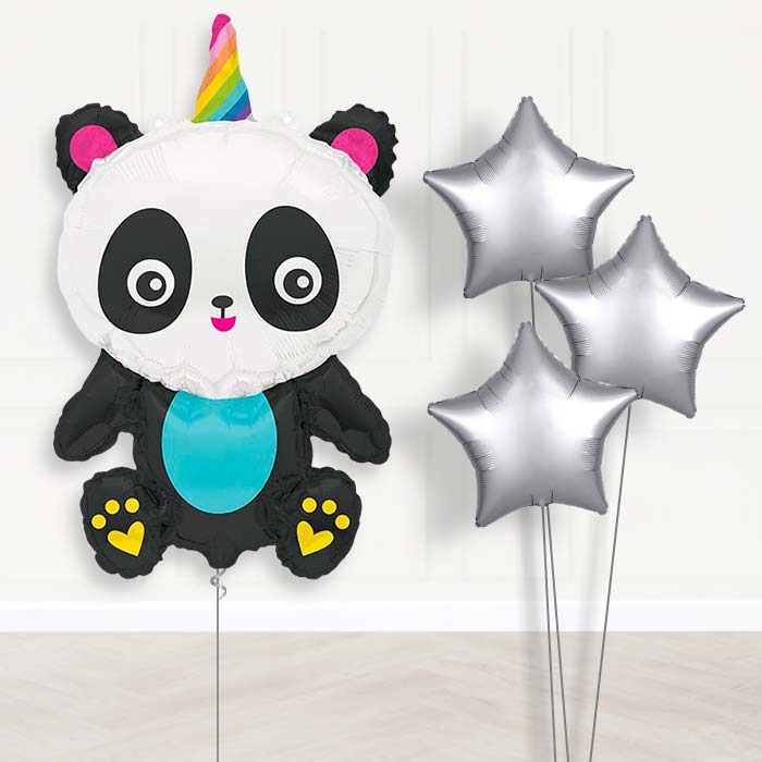 Pandacorn Balloon Bouquet Delivery | Giant Balloon + 3 Plain Balloons | Party Save Smile