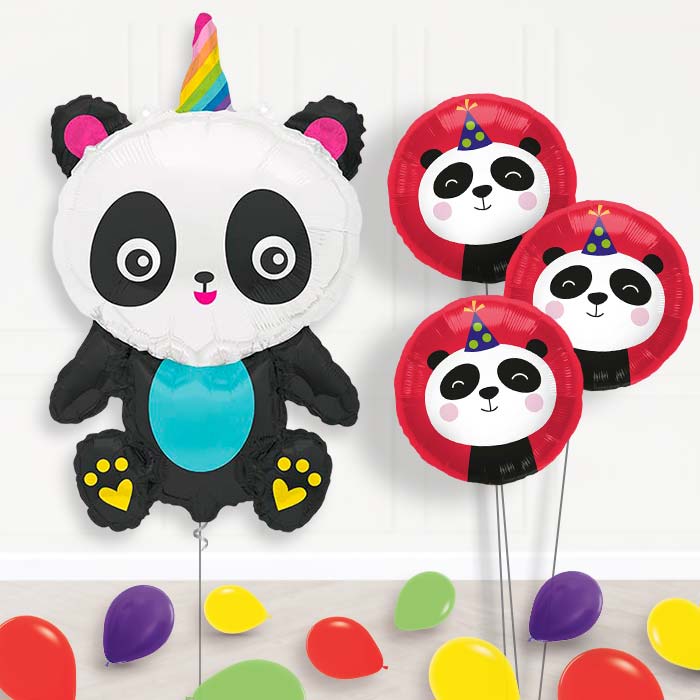 Pandacorn Balloon Bouquet Delivery | Giant Balloon + 3 Themed Balloons + Mini Balloons | Party Save Smile
