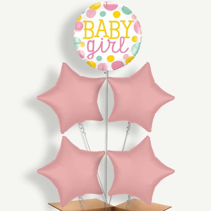 Baby Girl Balloon Cluster Inflated with Helium | Party Save Smile