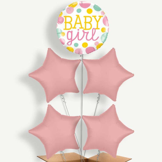 Baby Girl Balloon Cluster Inflated with Helium | Party Save Smile
