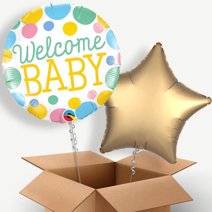 Welcome Baby (Blue) Helium Balloon Two | Party Save Smile