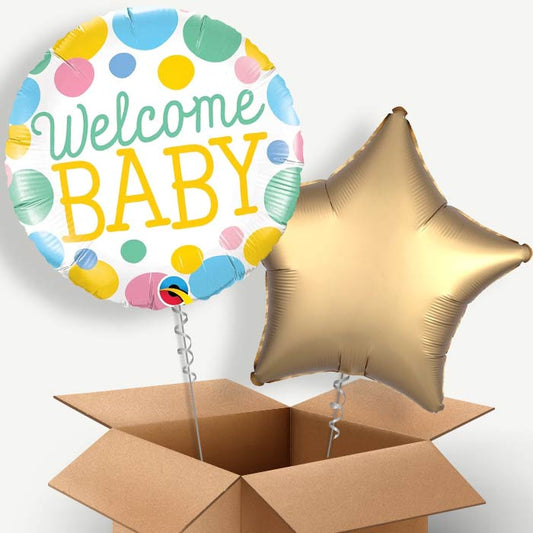 Welcome Baby (Blue) Helium Balloon Two | Party Save Smile