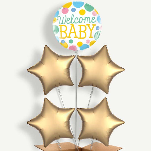 Welcome Baby Blue Helium Balloon Cluster  | Party Save Smile