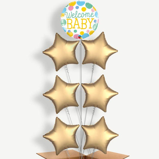 Welcome Baby Blue Helium Balloon Arrangement | Party Save Smile