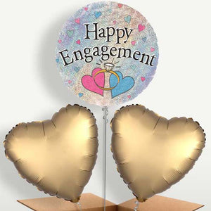 Hearts Engagement Balloons in a Bunch Inflated with Helium (Trio)