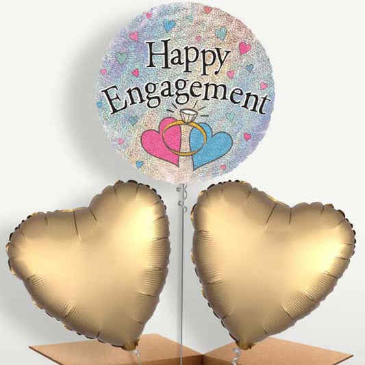 Hearts Engagement Balloons in a Bunch Inflated with Helium | Party Save Smile