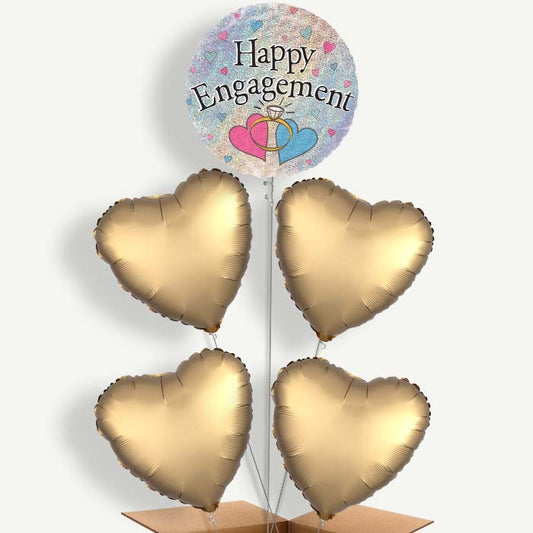 Hearts Engagement Balloon Cluster Inflated with Helium | Party Save Smile