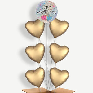 Hearts Engagement 7 Balloon Arrangement Inflated with Helium