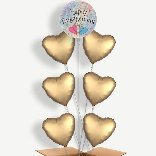 Hearts Engagement Balloon Arrangement Inflated with Helium | Party Save Smile