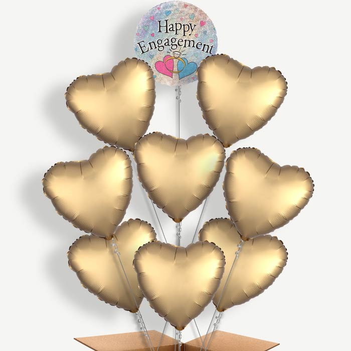 Hearts Engagement Balloon Bundle Inflated with Helium | Party Save Smile