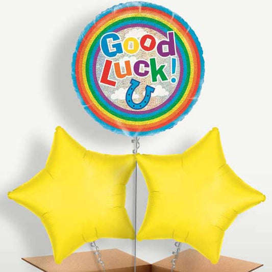 Good Luck Horse Shoe Trio Balloon Bunch inflated with Helium | Party Save Smile