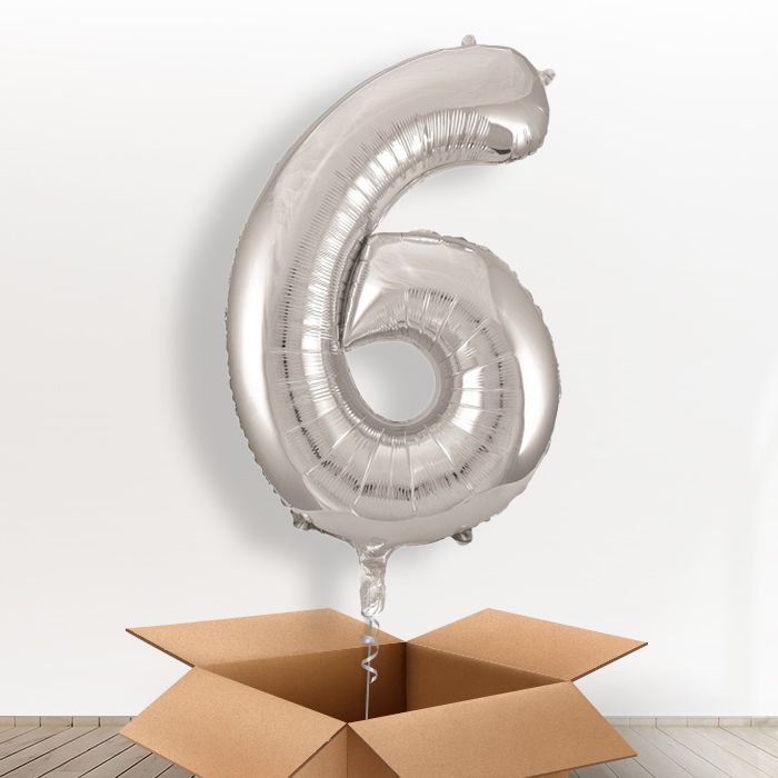 Silver Helium Filled Number Balloons 0-9 - Party Save Smile