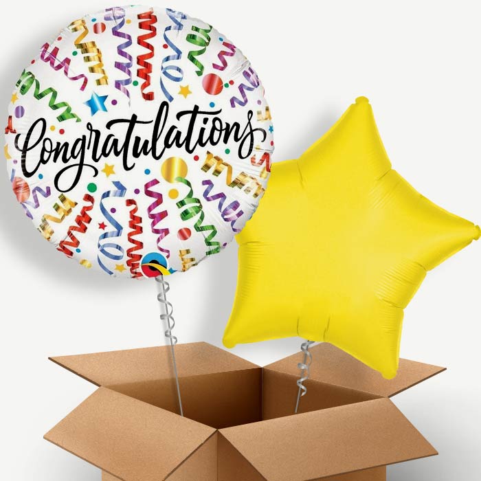 Congratulations (Streamers) Helium Balloon Duo | Party Save Smile