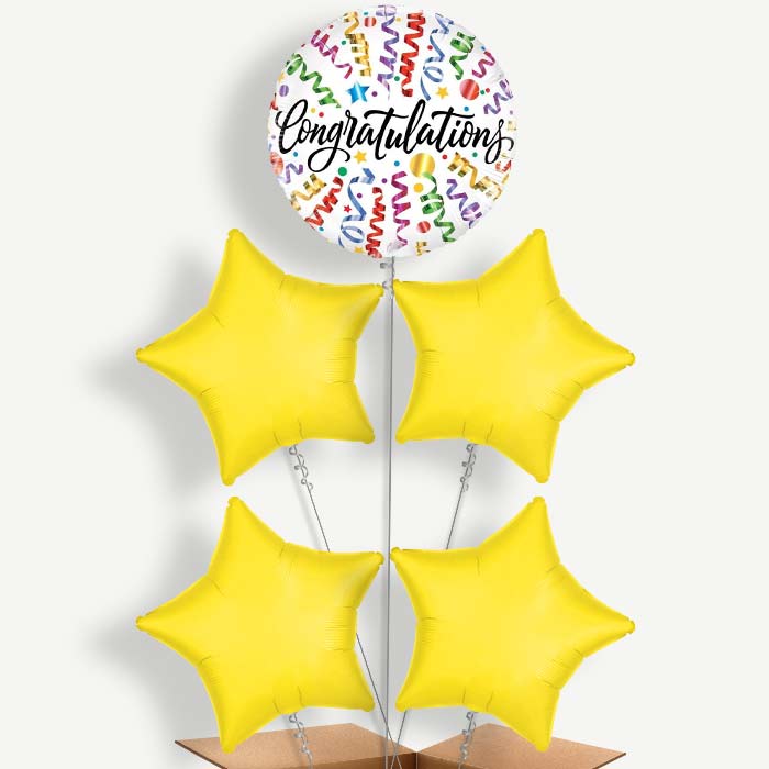 Congratulations Streamers Helium Cluster Balloons | Party Save Smile