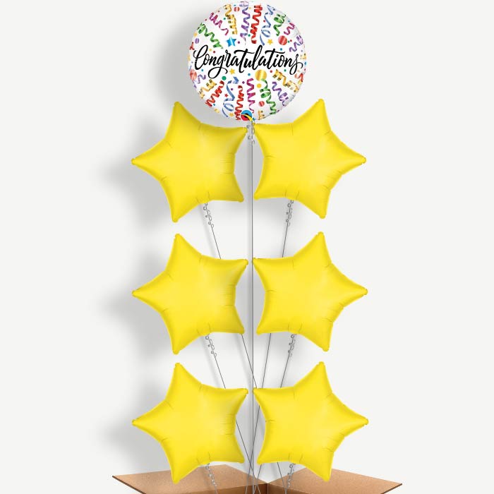 Congratulations Streamers Helium Balloon Arrangement | Party Save Smile