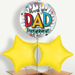 Thank You Dad Fathers Day Helium Bunch of Balloons (Trio)