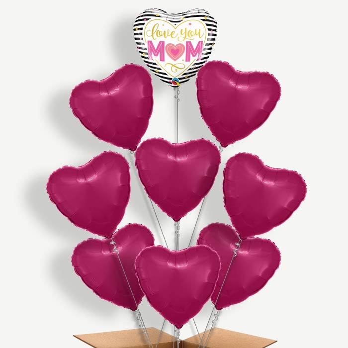 Love You Mum Balloon Bundle Inflated with Helium | Party Save Smile