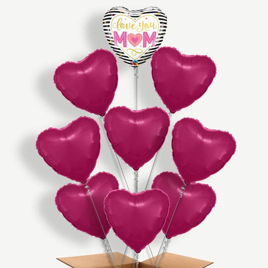Love You Mum Balloon Bundle Inflated with Helium | Party Save Smile