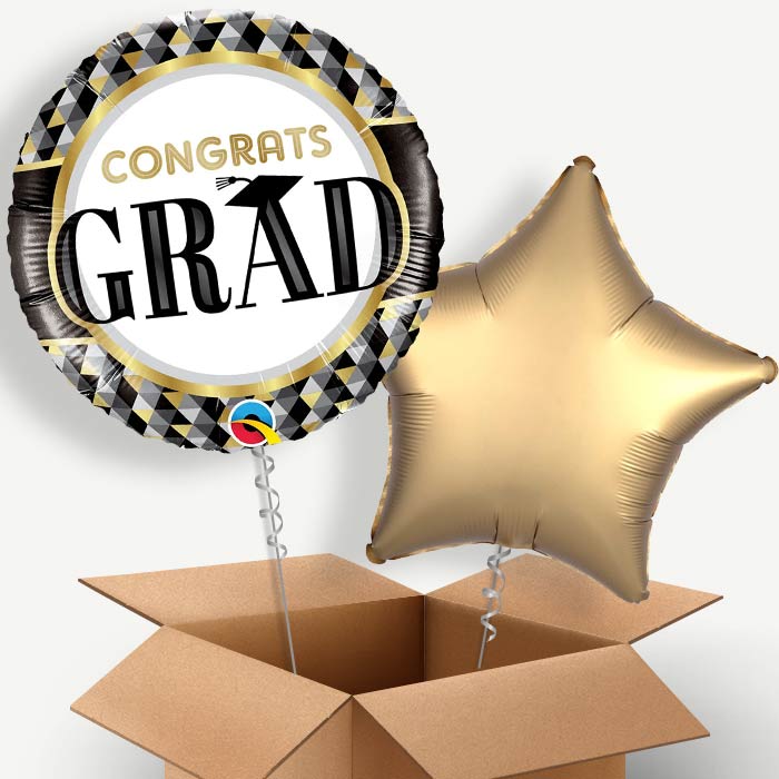 Black Gold Silver Graduation Helium Balloon Two | Party Save Smile