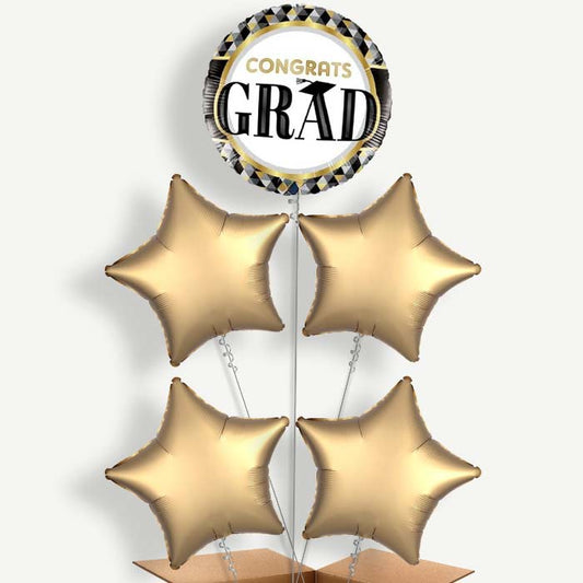 Black Gold Silver Graduation Helium Cluster Balloons | Party Save Smile