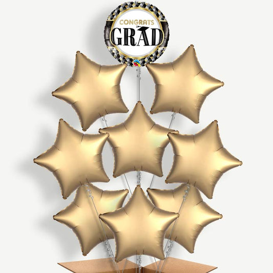 Black Gold Silver Graduation Helium Balloon Bundle | Party Save Smile
