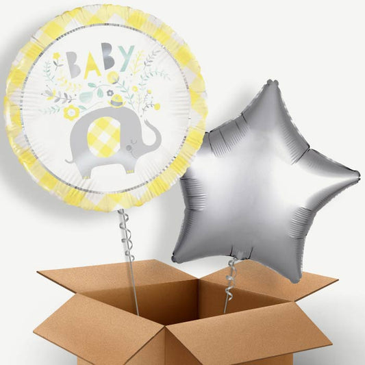 Yellow Elephant Baby Shower Helium Balloon Two | Party Save Smile