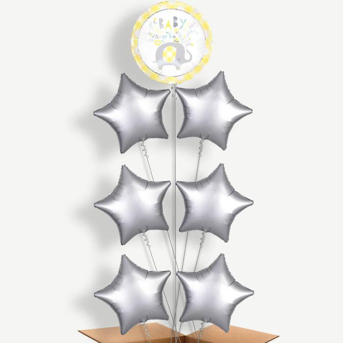 Yellow Elephant Baby Shower Helium Balloon Arrangement | Party Save Smile