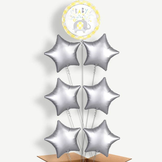 Yellow Elephant Baby Shower Helium Balloon Arrangement | Party Save Smile