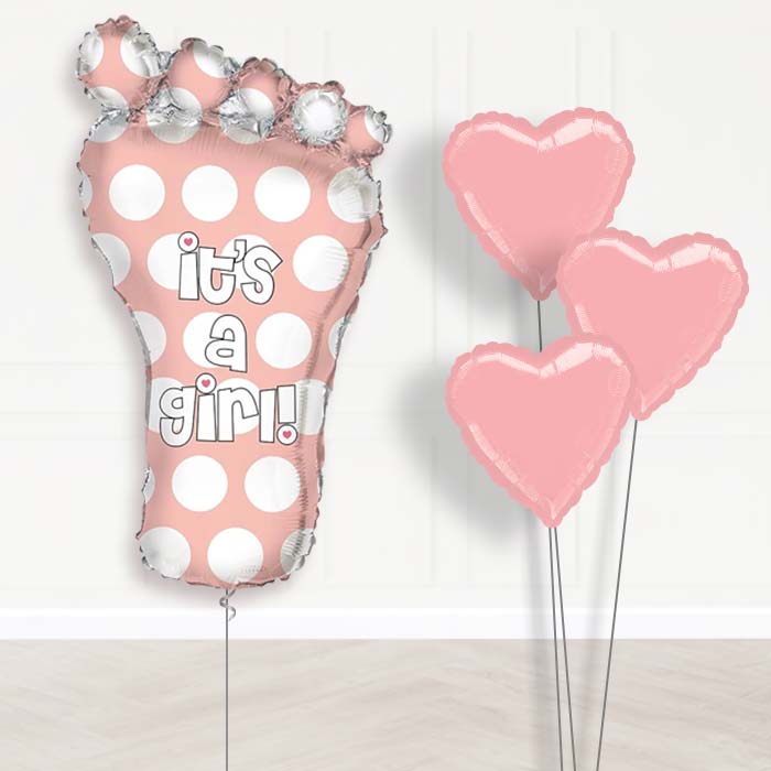 Its a Baby Girl Balloon Bouquet Delivered - Plain Bouquet | Party Save Smile