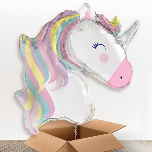 Giant Pastel Unicorn Helium Balloon in a Box - Giant Balloon | Party Save Smile