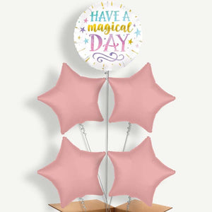 Have a Magical Day 5 Balloon Cluster Inflated with Helium