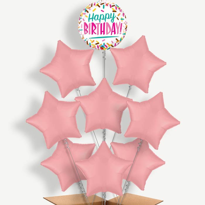 Happy Birthday Donut Sprinkles Helium Balloon Bundle | Party Save Smile